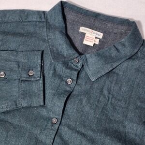 Carbon2Cobalt Mens Medium Green 100% Cotton Long Sleeve Button Down Shirt